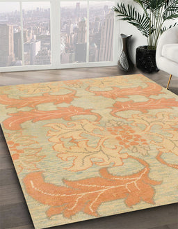 Machine Washable Abstract Orange Rug in a Family Room, wshabs1176
