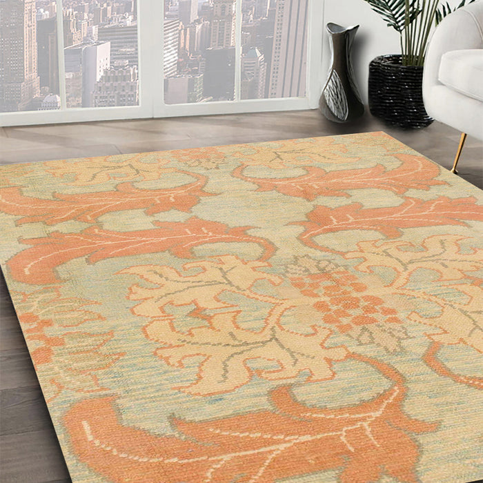Machine Washable Abstract Orange Rug in a Family Room, wshabs1176