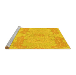 Sideview of Machine Washable Abstract Yellow Modern Rug, wshabs1176yw