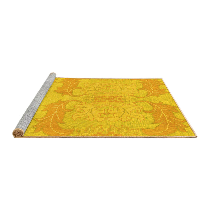 Sideview of Machine Washable Abstract Yellow Modern Rug, wshabs1176yw
