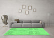 Machine Washable Abstract Emerald Green Modern Area Rugs in a Living Room,, wshabs1176emgrn