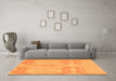 Machine Washable Abstract Orange Modern Area Rugs in a Living Room, wshabs1176org