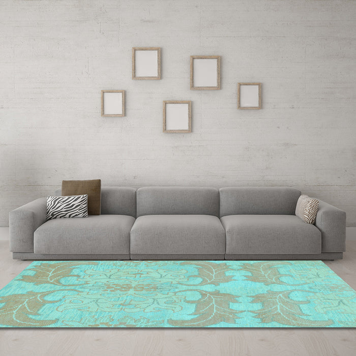 Machine Washable Abstract Light Blue Modern Rug in a Living Room, wshabs1176lblu