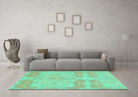 Machine Washable Abstract Turquoise Modern Rug, wshabs1176turq