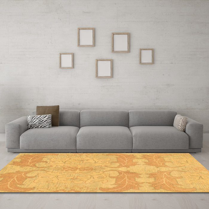 Machine Washable Abstract Brown Modern Rug in a Living Room,, wshabs1176brn