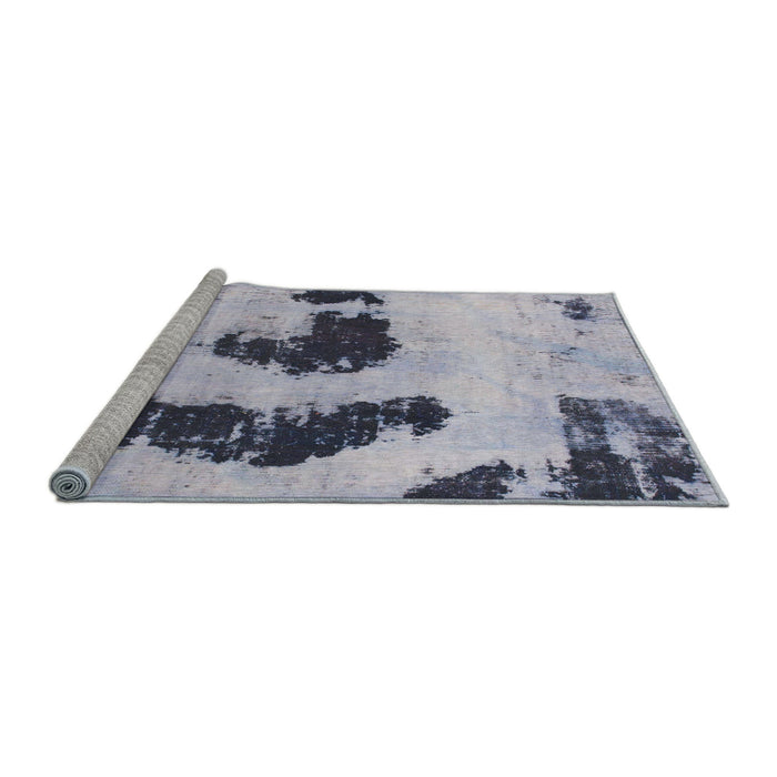 Sideview of Machine Washable Abstract Blue Rug, wshabs1177