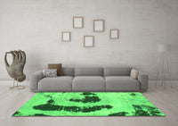 Machine Washable Oriental Green Modern Rug, wshabs1177grn