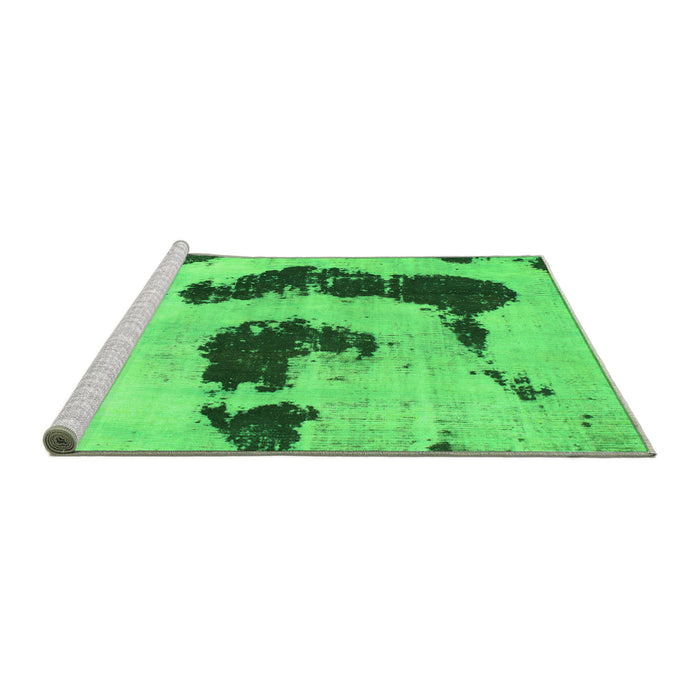 Sideview of Machine Washable Oriental Green Modern Area Rugs, wshabs1177grn