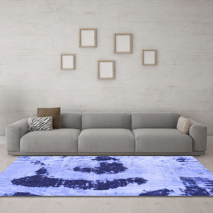 Machine Washable Oriental Blue Modern Rug in a Living Room, wshabs1177blu