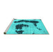 Sideview of Machine Washable Oriental Turquoise Modern Area Rugs, wshabs1177turq