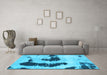 Machine Washable Oriental Light Blue Modern Rug in a Living Room, wshabs1177lblu