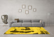 Machine Washable Oriental Yellow Modern Rug in a Living Room, wshabs1177yw