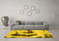 Machine Washable Oriental Yellow Modern Rug, wshabs1177yw