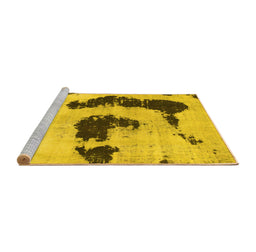 Sideview of Machine Washable Oriental Yellow Modern Rug, wshabs1177yw