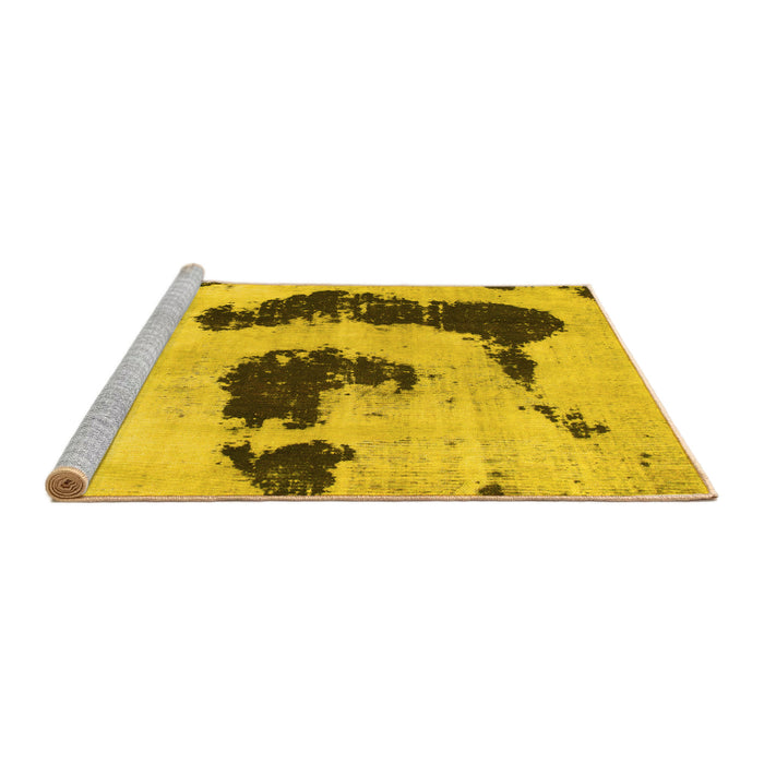 Sideview of Machine Washable Oriental Yellow Modern Rug, wshabs1177yw