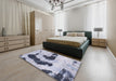 Machine Washable Abstract Blue Rug in a Bedroom, wshabs1177