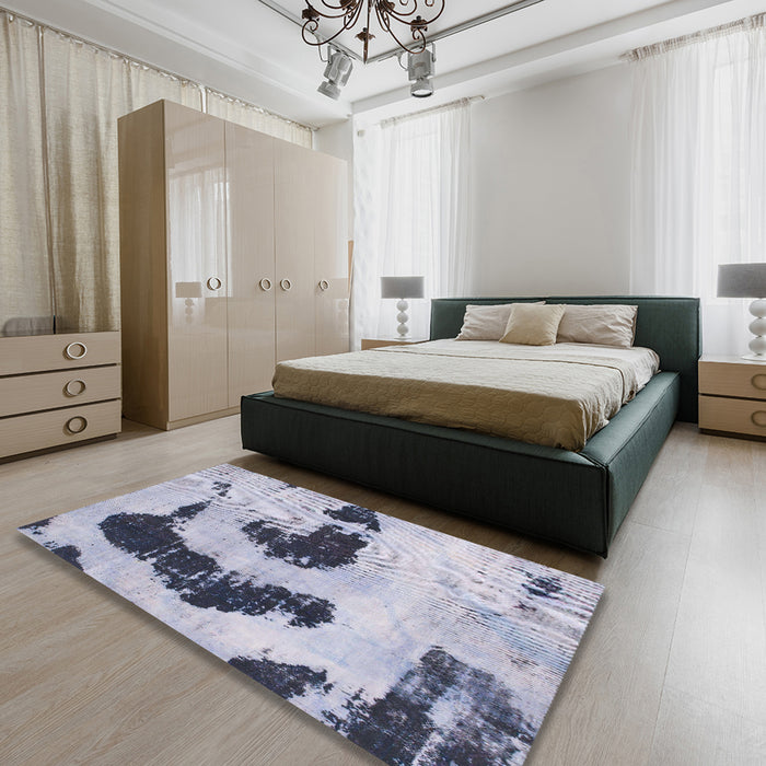 Machine Washable Abstract Blue Rug in a Bedroom, wshabs1177