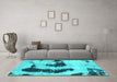 Machine Washable Oriental Turquoise Modern Area Rugs in a Living Room,, wshabs1177turq