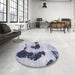 Round Machine Washable Abstract Blue Rug in a Office, wshabs1177