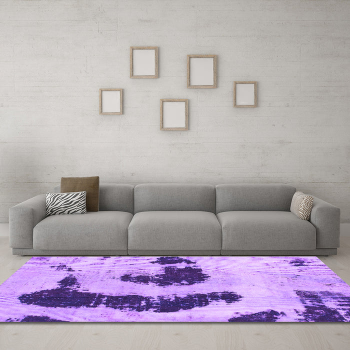 Machine Washable Oriental Purple Modern Area Rugs in a Living Room, wshabs1177pur