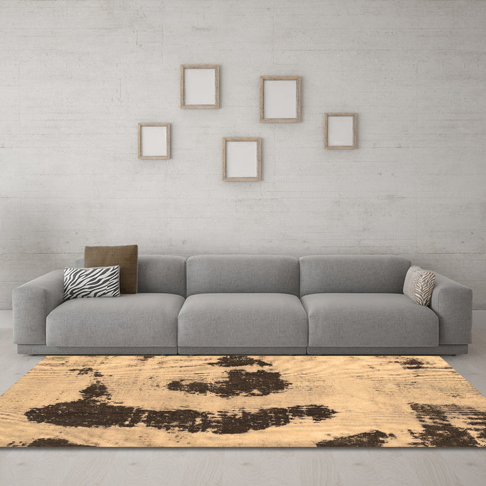 Machine Washable Oriental Brown Modern Rug in a Living Room,, wshabs1177brn