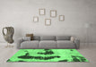 Machine Washable Oriental Emerald Green Modern Area Rugs in a Living Room,, wshabs1177emgrn