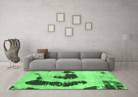 Machine Washable Oriental Emerald Green Modern Rug, wshabs1177emgrn