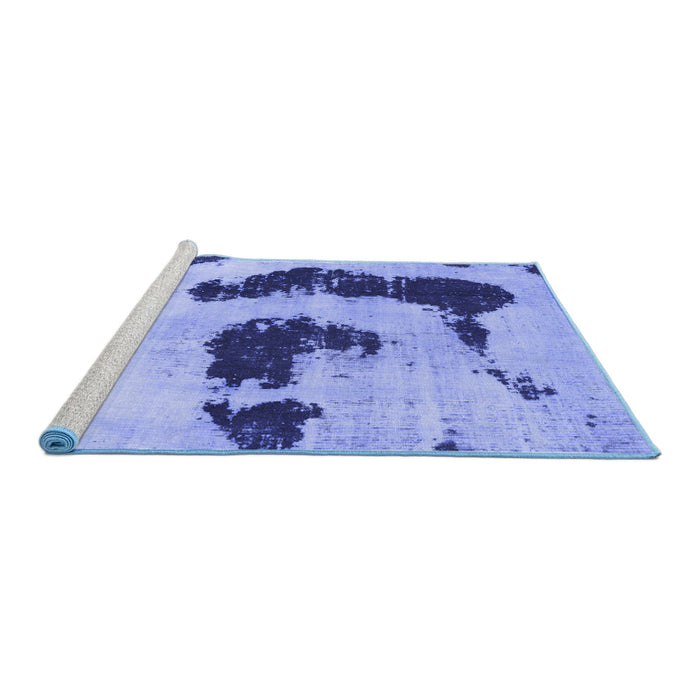 Sideview of Machine Washable Oriental Blue Modern Rug, wshabs1177blu