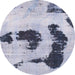 Round Machine Washable Abstract Blue Rug, wshabs1177