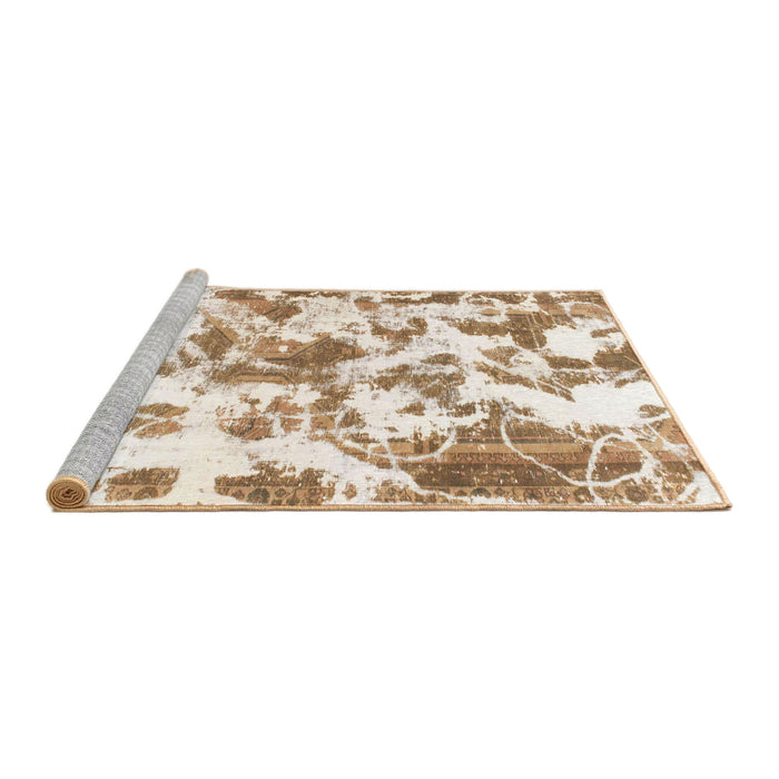 Sideview of Machine Washable Abstract Gold Rug, wshabs1178