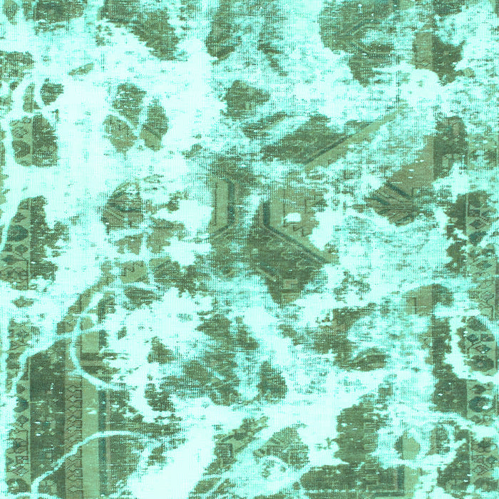 Machine Washable Oriental Turquoise Modern Area Rugs, wshabs1178turq