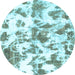 Round Machine Washable Oriental Light Blue Modern Rug, wshabs1178lblu