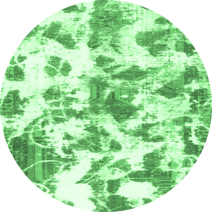 Round Oriental Emerald Green Modern Rug, abs1178emgrn