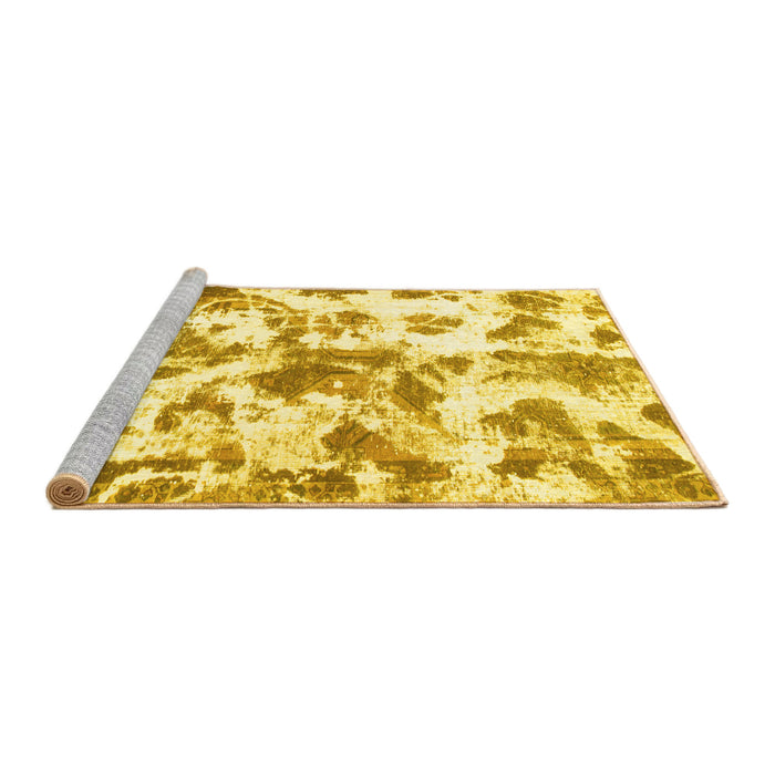 Sideview of Machine Washable Oriental Yellow Modern Rug, wshabs1178yw