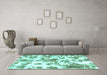 Machine Washable Oriental Turquoise Modern Area Rugs in a Living Room,, wshabs1178turq