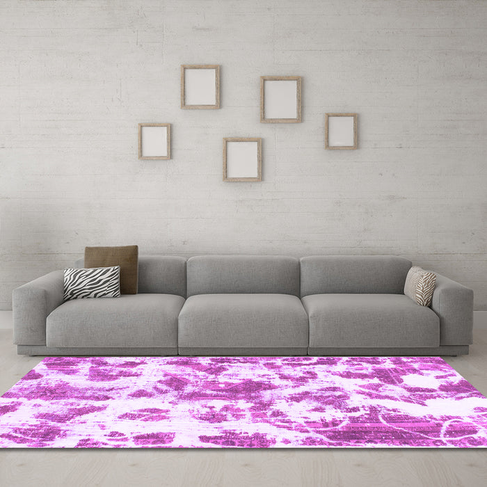 Machine Washable Oriental Purple Modern Area Rugs in a Living Room, wshabs1178pur