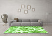 Machine Washable Oriental Green Modern Area Rugs in a Living Room,, wshabs1178grn