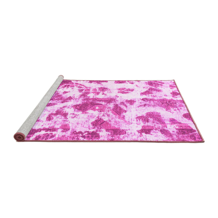 Sideview of Machine Washable Oriental Pink Modern Rug, wshabs1178pnk