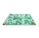 Sideview of Machine Washable Oriental Turquoise Modern Area Rugs, wshabs1178turq