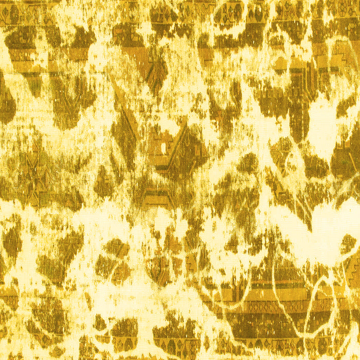 Square Machine Washable Oriental Yellow Modern Rug, wshabs1178yw