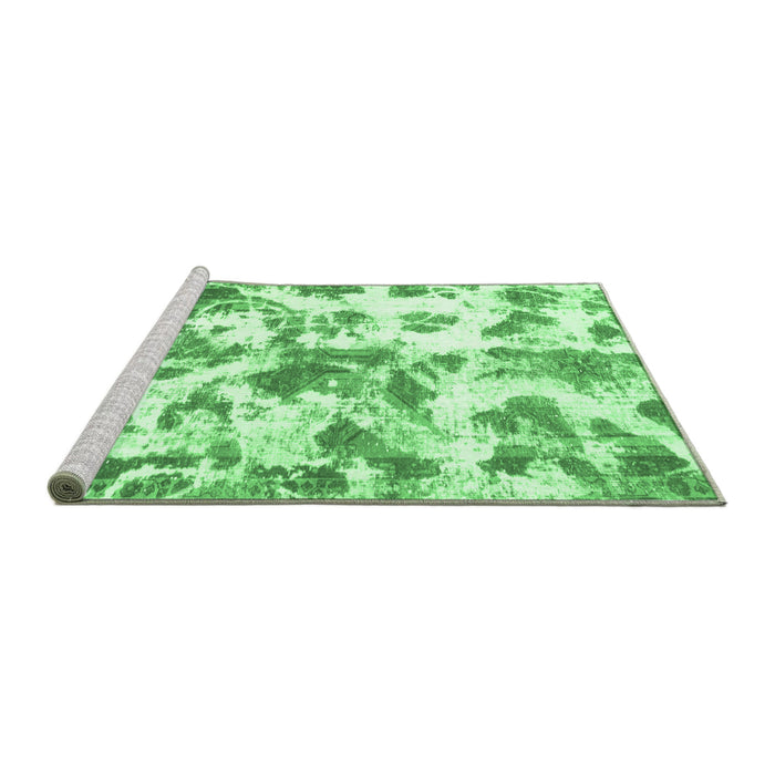 Sideview of Machine Washable Oriental Emerald Green Modern Area Rugs, wshabs1178emgrn