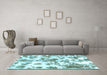 Machine Washable Oriental Light Blue Modern Rug in a Living Room, wshabs1178lblu