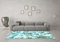 Machine Washable Oriental Light Blue Modern Rug, wshabs1178lblu