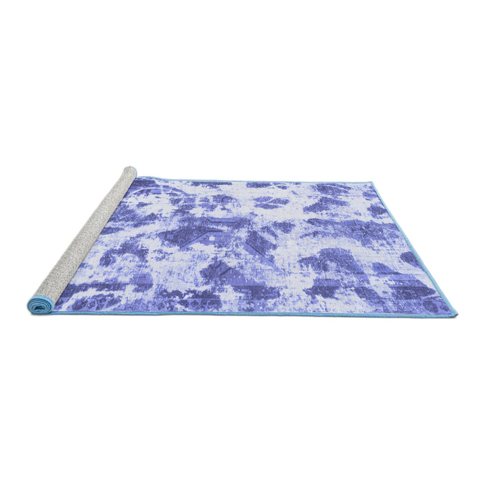 Sideview of Machine Washable Oriental Blue Modern Rug, wshabs1178blu