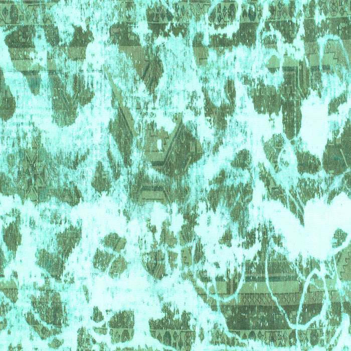 Square Machine Washable Oriental Turquoise Modern Area Rugs, wshabs1178turq