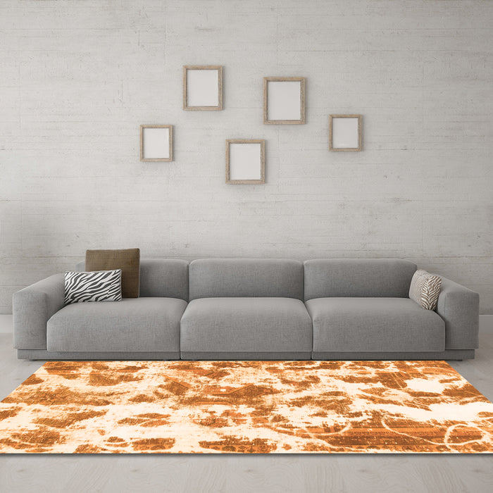 Machine Washable Oriental Orange Modern Area Rugs in a Living Room, wshabs1178org
