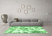 Machine Washable Oriental Emerald Green Modern Area Rugs in a Living Room,, wshabs1178emgrn