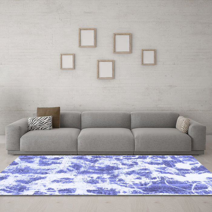 Machine Washable Oriental Blue Modern Rug in a Living Room, wshabs1178blu