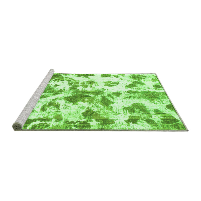 Sideview of Machine Washable Oriental Green Modern Area Rugs, wshabs1178grn