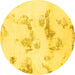 Round Oriental Yellow Modern Rug, abs1179yw